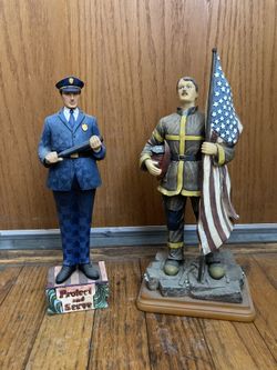 Police And Fire Statuettes