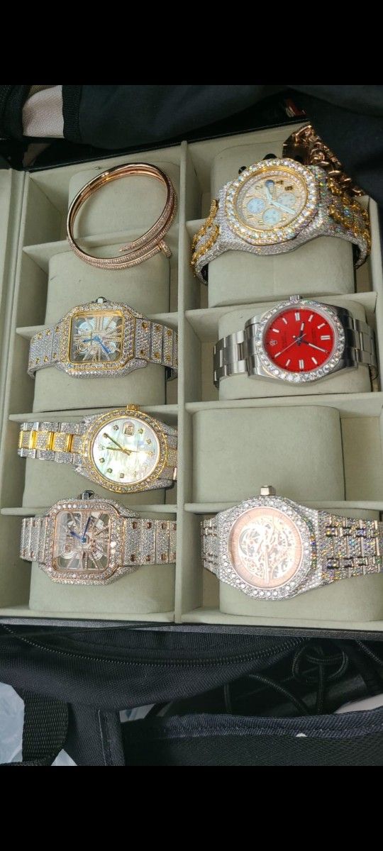 Custom Pcs,cuban Chains,watches,tennis Necklace 