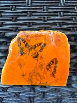 Vintage Beverly Ann Creations Natural Stone Butterfly Plaque 5” x 4”