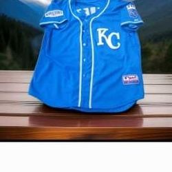 Kansas City Royals Majestic   Salvador Perez  Jersey 2014 World Series Blue Mens large