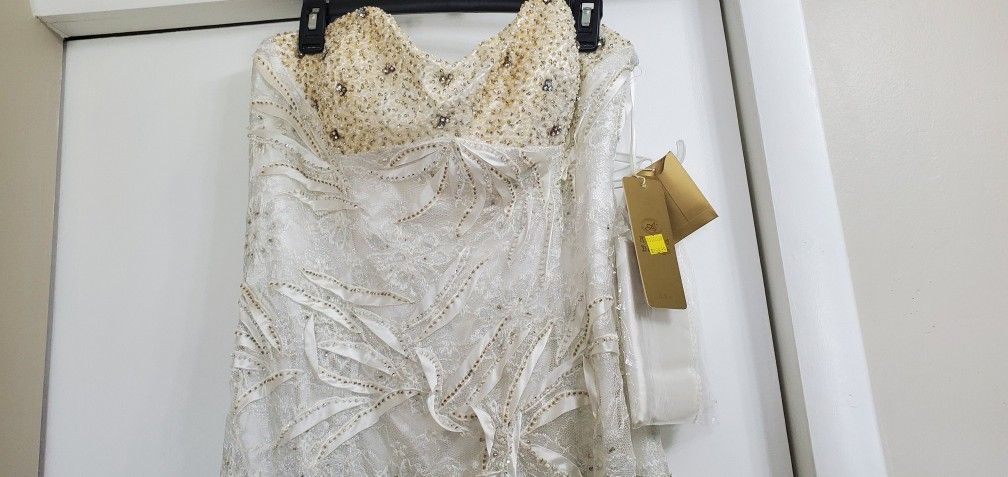 White, Gold, Lace, Sequins, Crystal, Wedding, Prom, Quincinera, Sweet 16  Gown - www.rajagirimanappuram.com