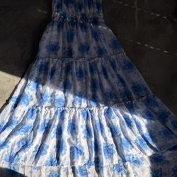 White & Blue Flower Dress