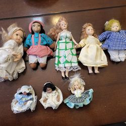 Vintage Baby Doll, Porcelain Dolls LOT 0f 8 Mini Toy Porcelain Baby Dolls Girls