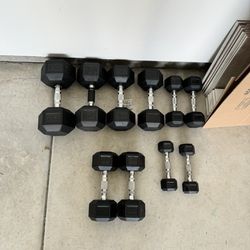 PRICE VARIES!!! Rubber Coated Hex Dumbbells (Various Weights)