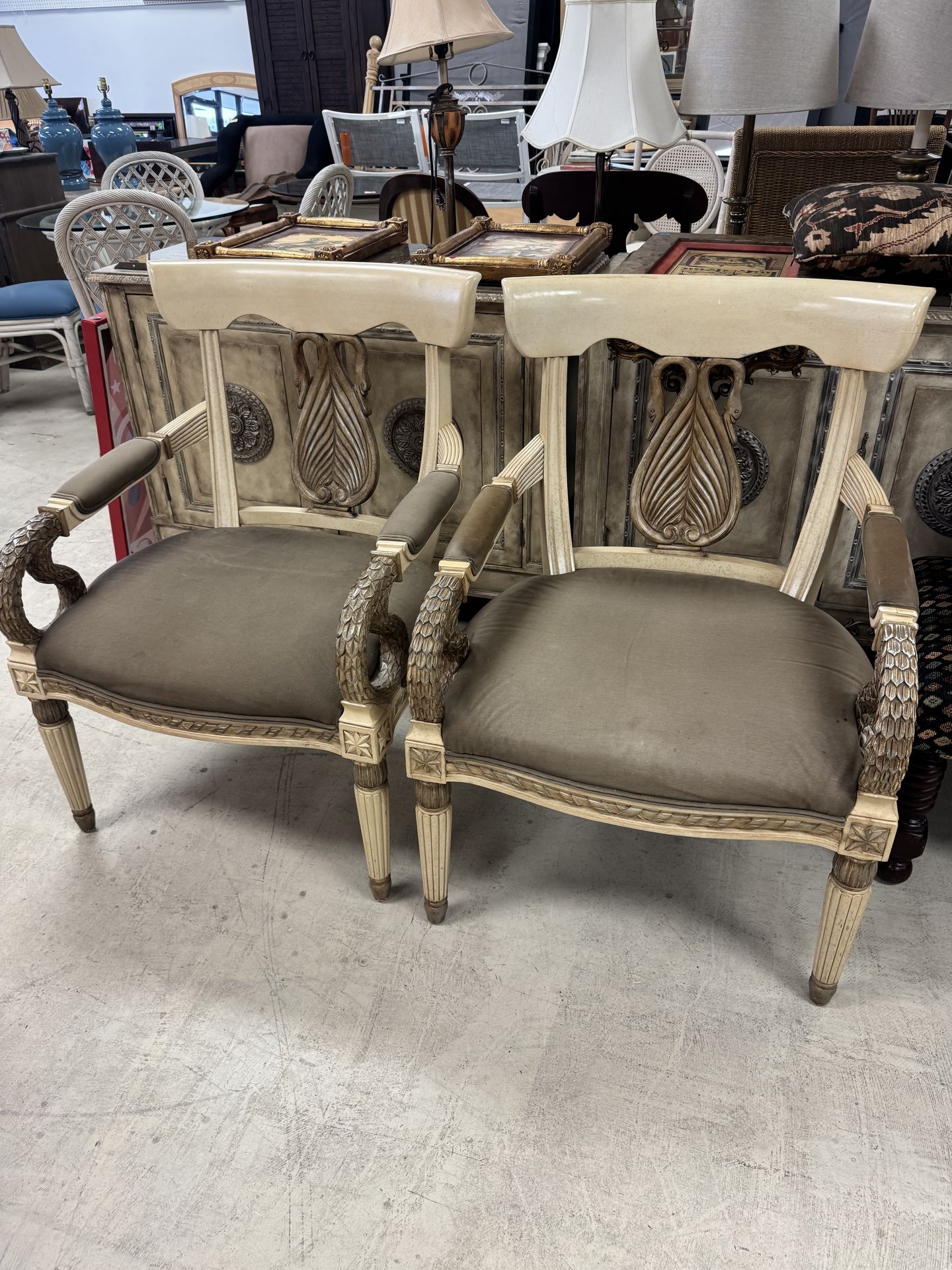 PAIR OF FERGUSON COPELAND SWAN ARMCHAIRS - RETAIL: $1200