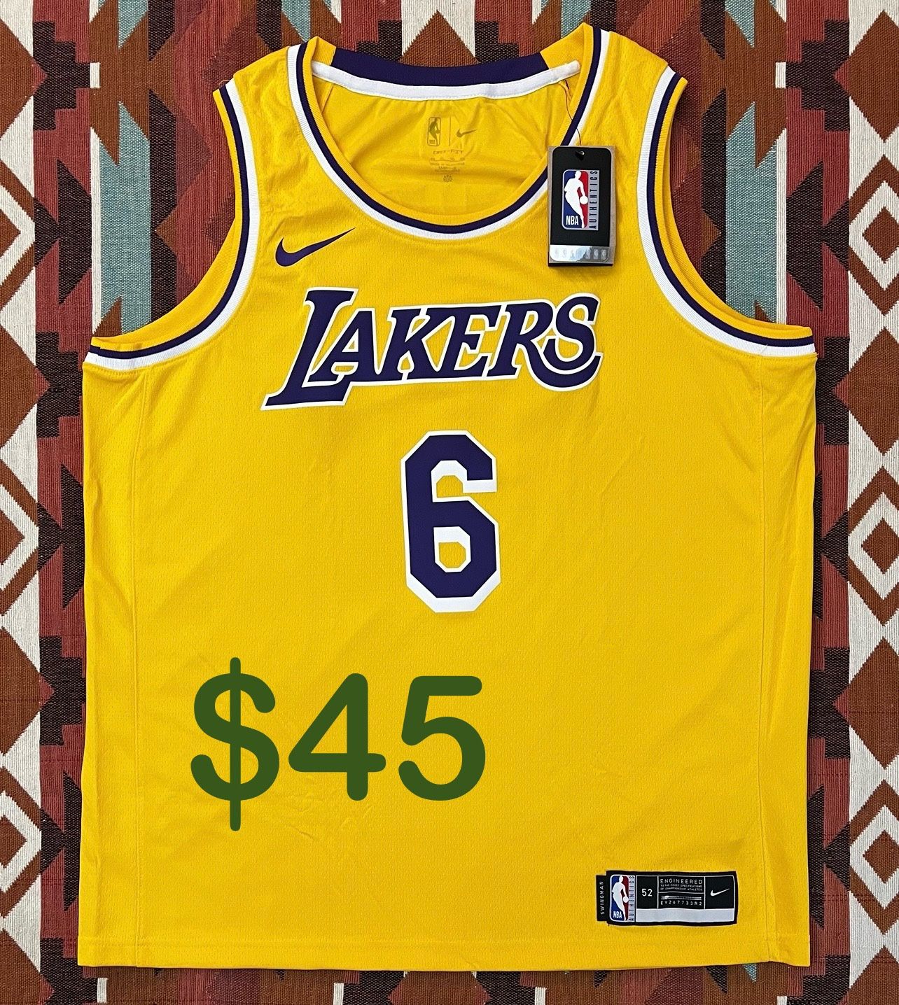 NBA Nike DriFit Los Angeles Lakers LeBron James Jersey #6 Men’s XL 52 “NWT”