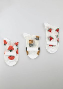 Socks Lace Sheer Fruit Salad - 3 pairs