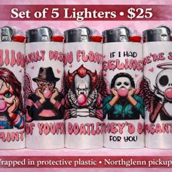 Horror Valentine Lighter Set – 5 Custom Lighters for $25