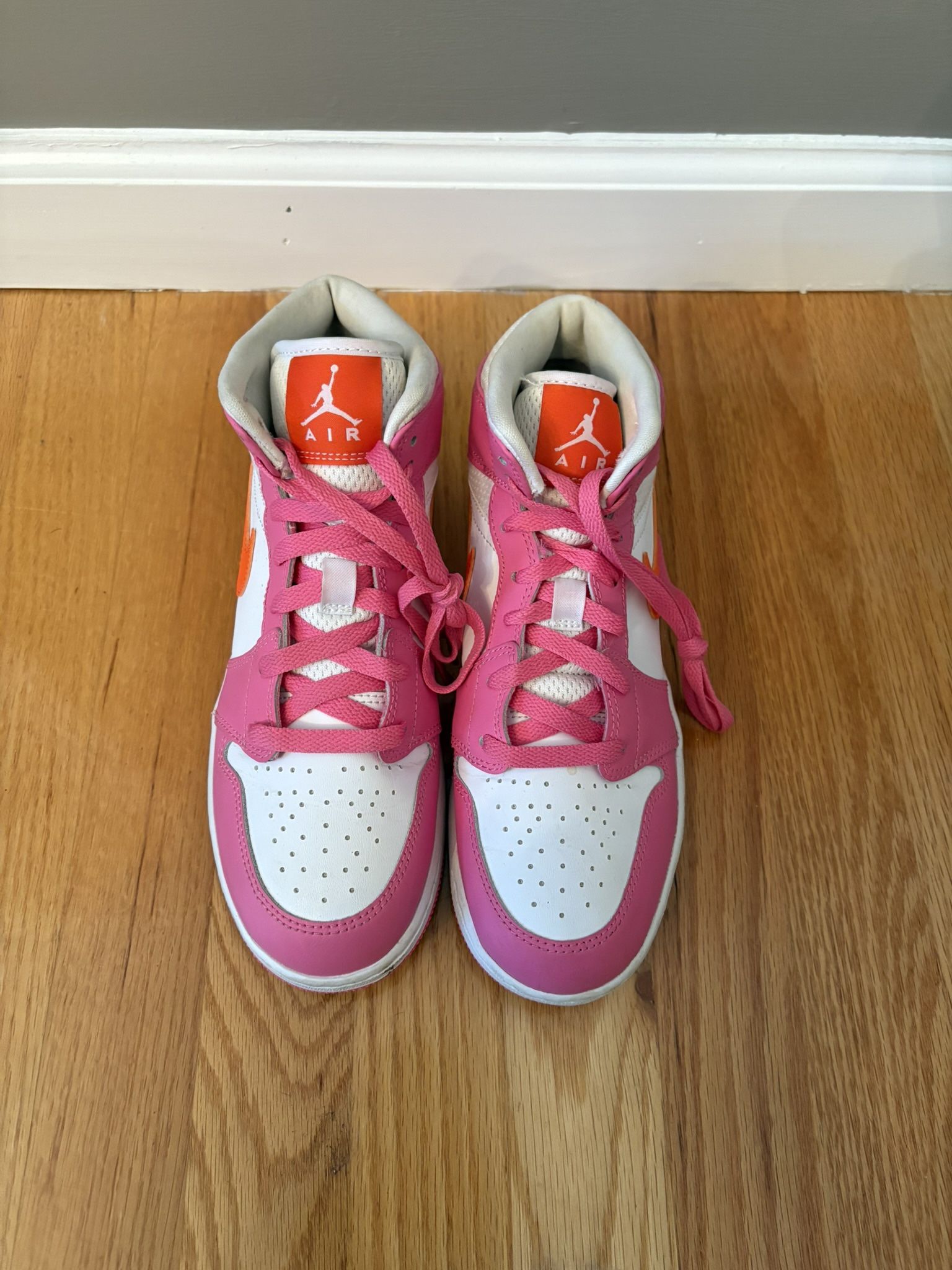 Nike Air Jordan 1 Mid Pinksicle Safety Orange White GS DX3240-681 Youth Size 6.5