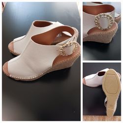 New wedge leather espadrilles size 8