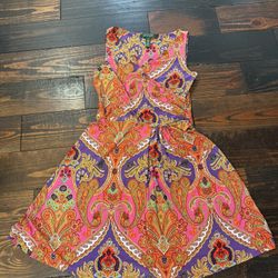 Lauren Ralph Lauren Multicolor Paisley Print Surplice Dress Sz P/P
