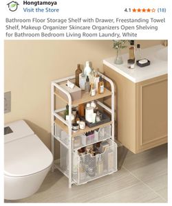 Bathroom Floor Storage Shelf with Drawer