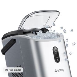ecozy Nugget Ice Maker Countertop - Chewable Pellet Ice Cubes, 33 lbs Daily Output, Stainless Steel Housing, Self-Cleaning Ice Machine