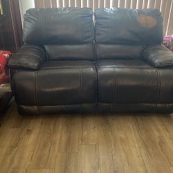 Brown Leather Recliner Loveseat