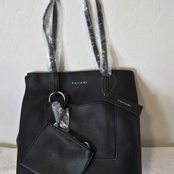 NWT Black Tahari Leather Tote Bag Man Made Material