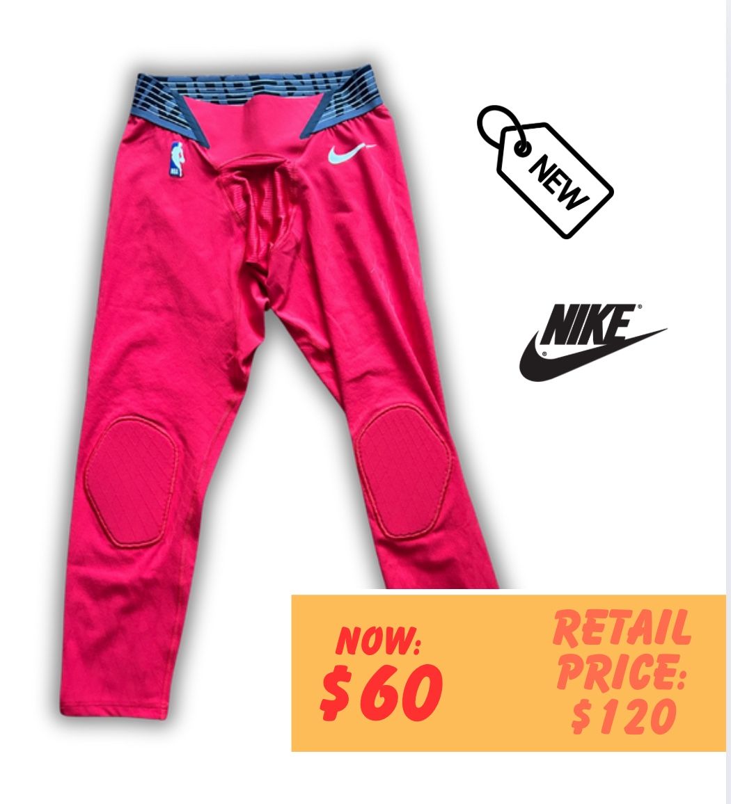 NWT Nike Techknit NBA Basketball Tight Men's 3/4 Length Red Padded Knees M-Tall