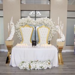 Gold Vase/ Candle Decor On Top