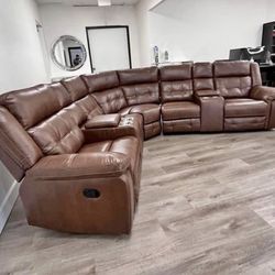 Brown Leather Recliner Sofa