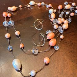 Premier Designs Crown Crest Logo Station Necklace Faux Pearl Crystal Set