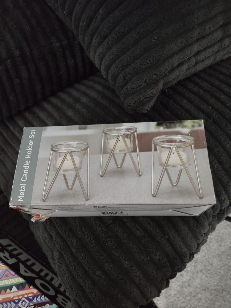 Gold Brushed Votive Candle Holders X'3 NEW