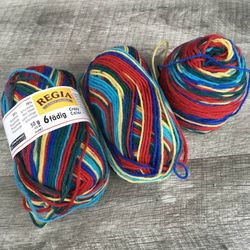 Lot of 3 Regia 4 Fach Haltbar 6 Crazy Color Sock Yarn DK