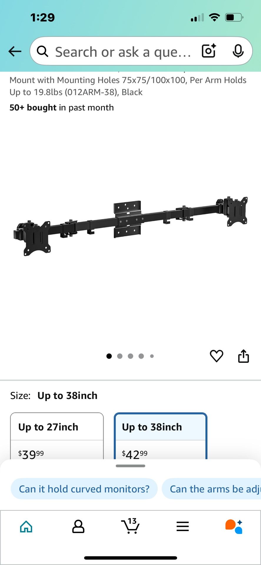 Dual monitor Wall Mount