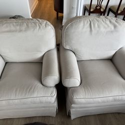 Pair of Large Swivel Base Sunbrella Fabric Club Chairs $1,250.Pair