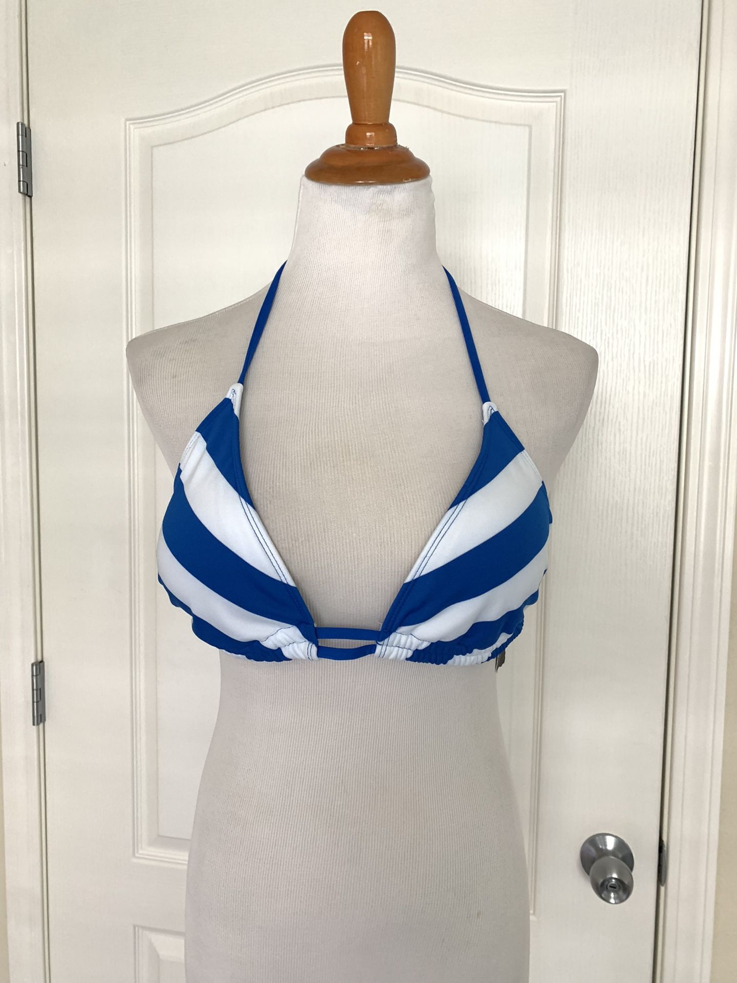 NWT Blue And White Striped Bikini Size Xl Top