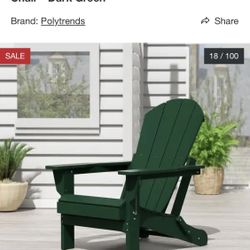 POLYTRENDS Laguna Folding Poly Eco-Friendly All Weather Outdoor Adirondack Chair - Dark Green