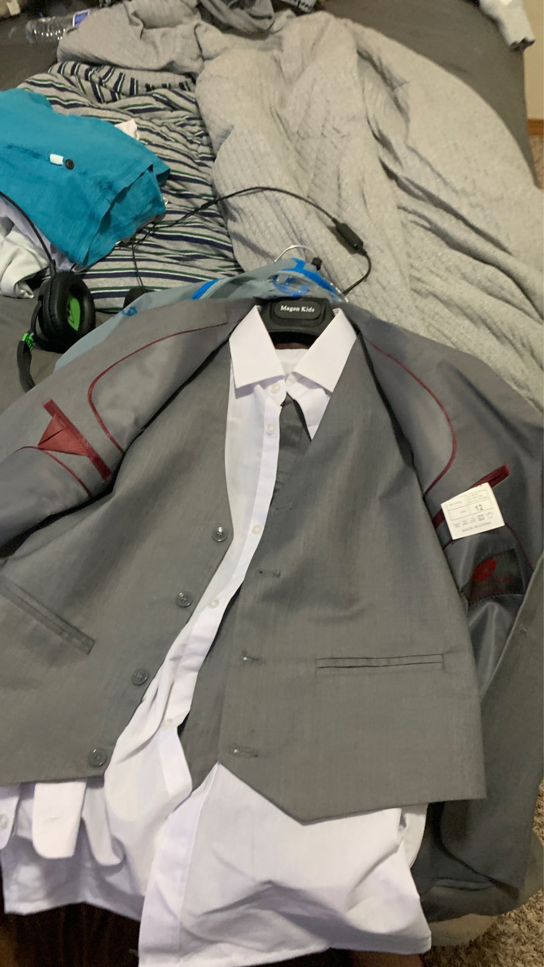 Boys gray and white suit size 12