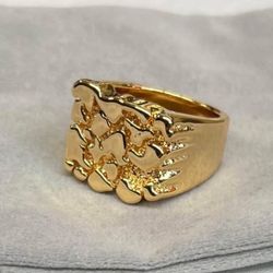 14k Premium Gold Plated Man Nugget Ring 
