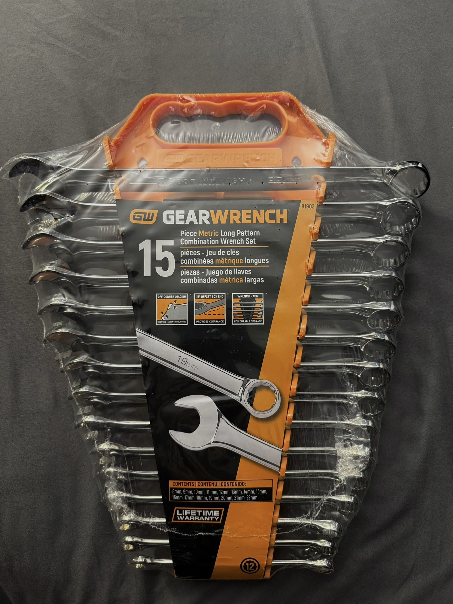 Gearwrench 15 Piece 12 Point Long Pattern Combination Metric Wrench Set
