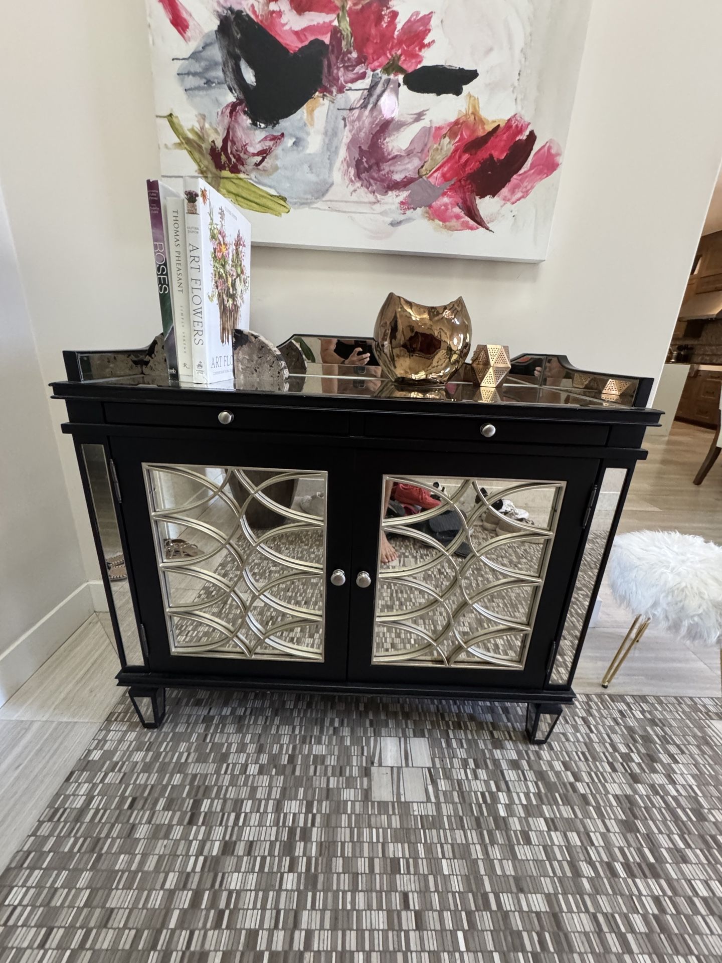 β¨ Mirrored Black Accent Cabinet / Server β Elegant Modern Style β¨