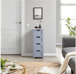 Bathroom Storage Cabinet, 12" W Slim 4-Drawer Design, gray