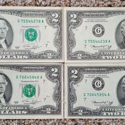 Vintage Crisp Four Almost Sequential 1976 $2 Bills. See our other great vintage art antiques vintage lunch box collection jewelry Sports fishing lures