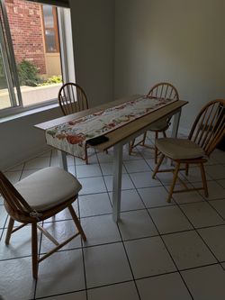 63” Modern Wood Dining Table with 4 Chairs