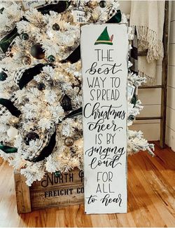Farmhouse Christmas Outdoor Indoor Elf Welcome Signs Decor