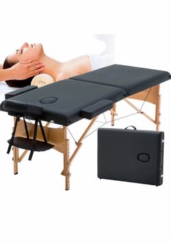 Portable Massage Table Spa Bed Foldable 73 Inch Height Adjustable Massage Bed with Solid Wooden Legs and Carry Case Tattoo Salon Table Bed Hold Up to 