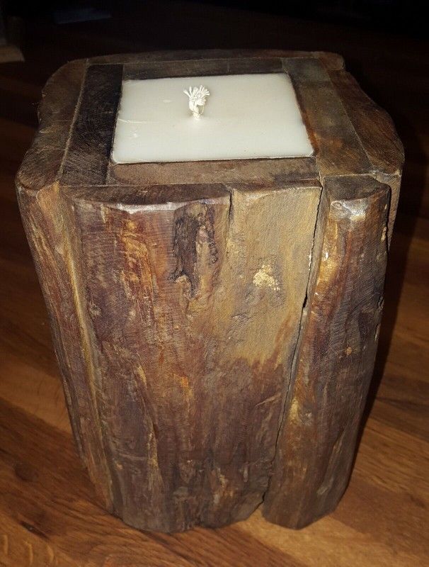 Vintage "Viking" Rugged Wood Log Candle