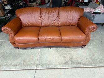 Brown genuine leather couch