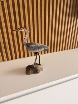 Hand-Carved Great Blue Heron Sculpture