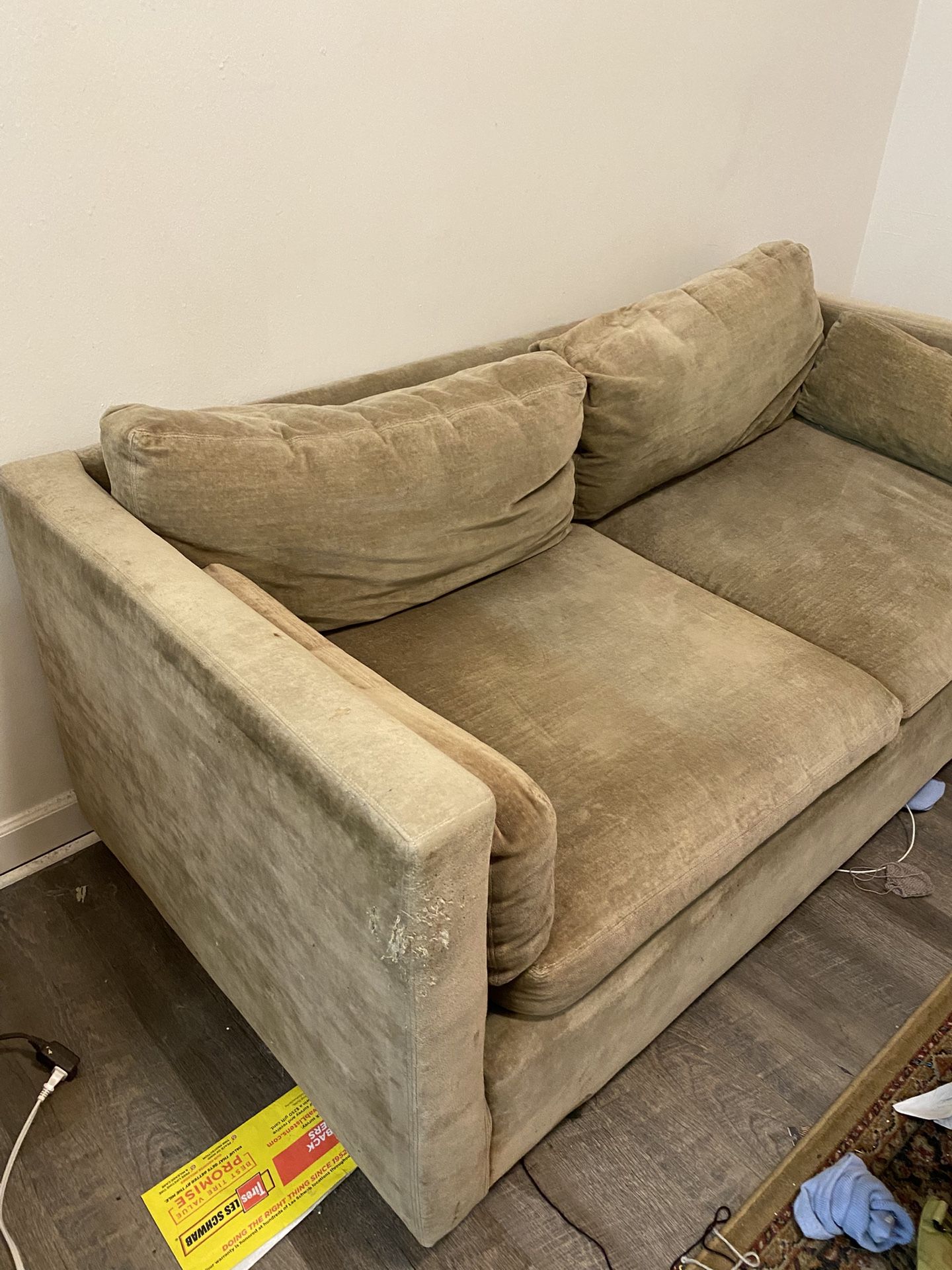 Olive green sofa