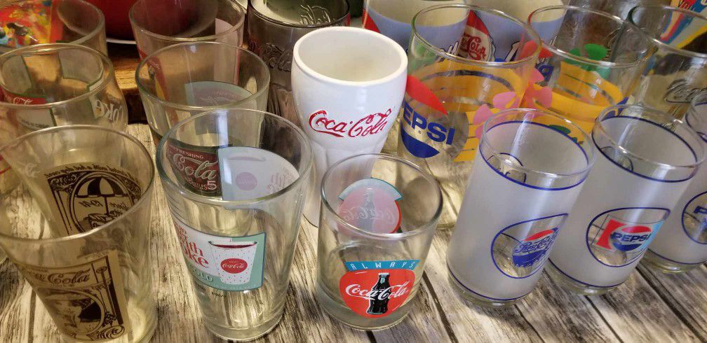 Vintage Coke And Pepsi Glassware Collection