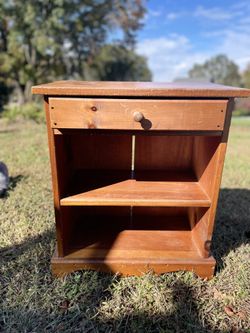 Rustic Pine Nightstand w/ Drawer + Open Shelves