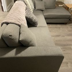 Thomasville Two Fabric Sectional Sofa with Ottoman