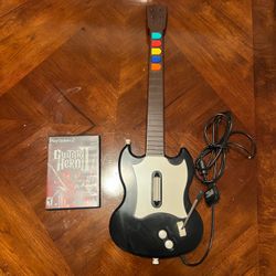 Wired Red octane Guitar for PlayStation 2 with Guitar hero II