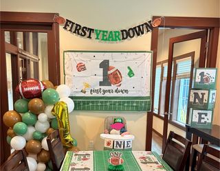 1st year down football themed bday decorations