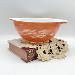 Vintage Pyrex Autumn Harvest (Wheat) #442 1 1/2 Liter Burnt Orange Cinderella Bowl