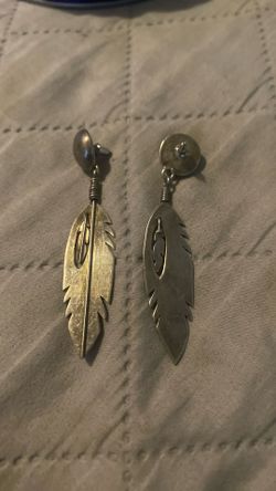 Native American Sterling Silver Feather Dangle Earrings