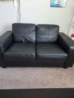 Black Leather Loveseat Sofa